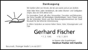 Anzeige von Gerhard Fischer von MGO