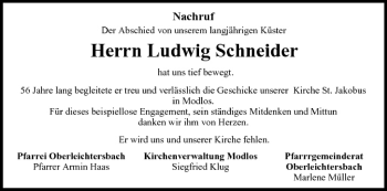 Anzeige von Ludwig Schneider von MGO
