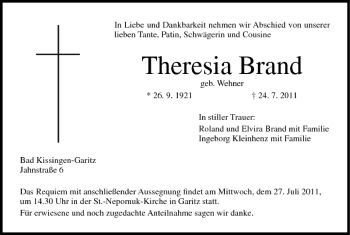 Anzeige von Theresia Brand von MGO