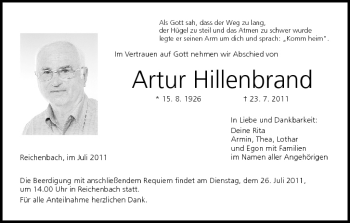 Anzeige von Artur Hillenbrand von MGO