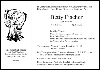 Anzeige von Betty Fischer von MGO