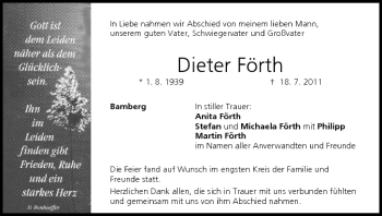 Anzeige von Dieter Förth von MGO