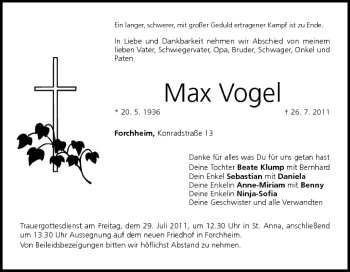Anzeige von Max Vogel von MGO