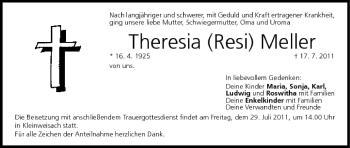Anzeige von Theresia Meller von MGO