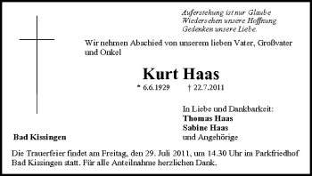 Anzeige von Kurt Haas von MGO