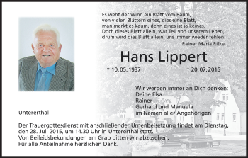 Anzeige von Hans Lippert von MGO
