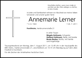 Anzeige von Annemarie Lerner von MGO