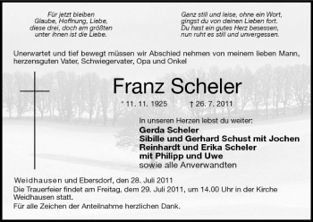Anzeige von Franz Scheler von MGO