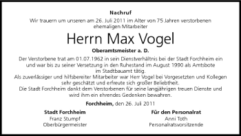 Anzeige von Max Vogel von MGO