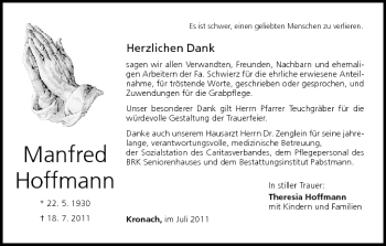 Anzeige von Manfred Hoffmann von MGO