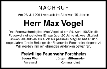 Anzeige von Max Vogel von MGO