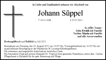 Anzeige von Johann Süppel von MGO