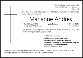 Anzeige von Marianne Andres von MGO