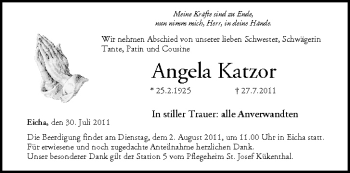 Anzeige von Angela Katzor von MGO