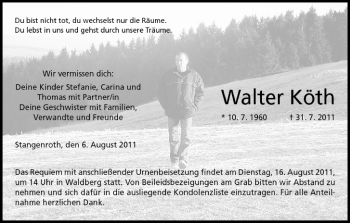 Anzeige von Walter Köth von MGO