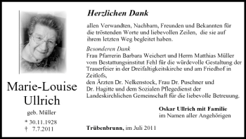 Anzeige von Marie-Louise Ullrich von MGO