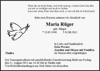 Anzeige von Maria Rüger von MGO