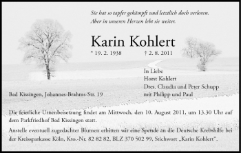 Anzeige von Karin Kohlert von MGO