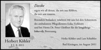 Anzeige von Herbert Köhler von MGO