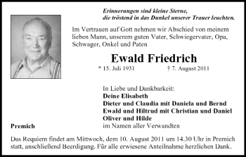Anzeige von Ewald Friedrich von MGO