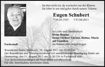 Anzeige von Eugen Schubert von MGO