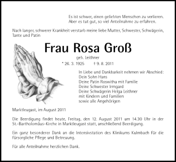 Anzeige von Rosa Groß von MGO