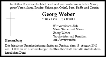 Anzeige von Georg Weber von MGO