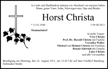 Anzeige von Horst Christa von MGO