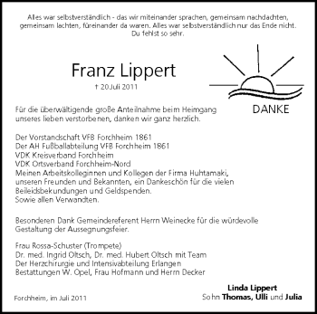 Anzeige von Franz Lippert von MGO