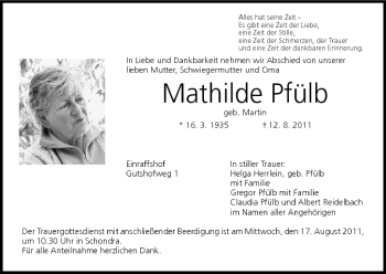 Anzeige von Mathilde Pfülb von MGO