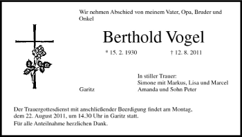 Anzeige von Berthold Vogel von MGO