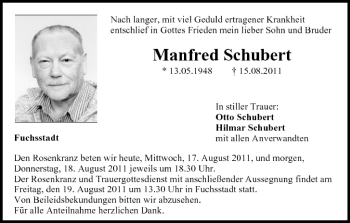 Anzeige von Manfred Schubert von MGO