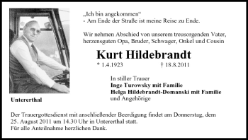 Anzeige von Kurt Hildebrandt von MGO