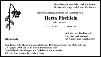 Anzeige von Herta Fischlein von MGO