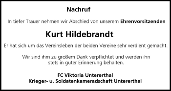 Anzeige von Kurt Hildebrandt von MGO
