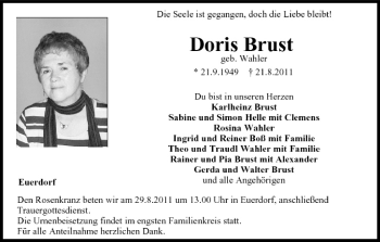 Anzeige von Doris Brust von MGO