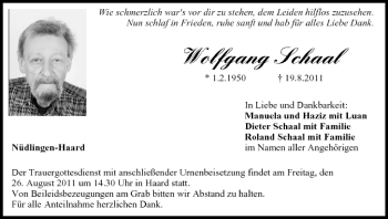 Anzeige von Wolfgang Schaal von MGO