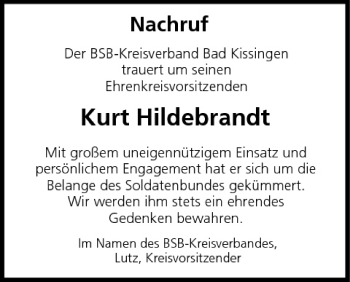 Anzeige von Kurt Hildebrandt von MGO