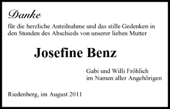 Anzeige von Josefine Benz von MGO