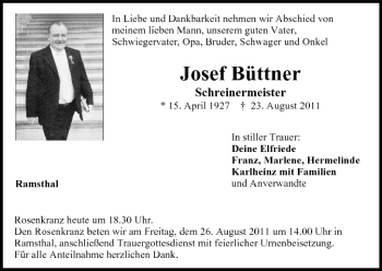 Anzeige von Josef Büttner von MGO