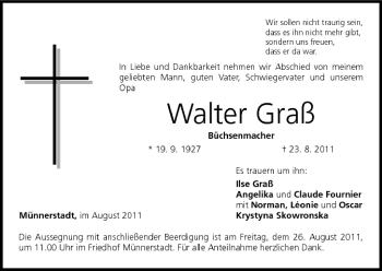 Anzeige von Walter Graß von MGO