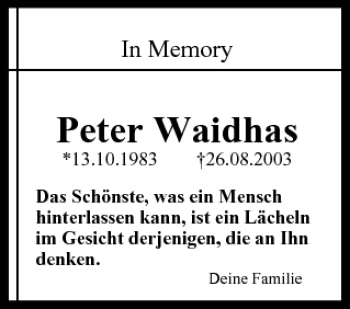 Anzeige von Peter Waidhas von MGO