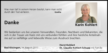 Anzeige von Karin Kohlert von MGO
