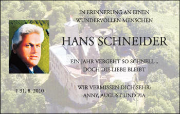 Anzeige von Hans Schneider  von MGO
