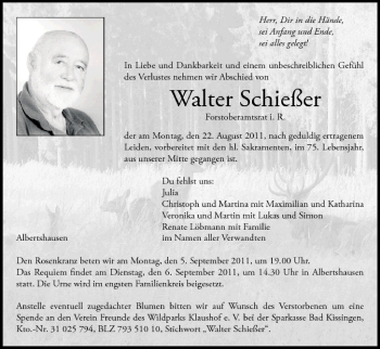 Anzeige von Walter Schießer von MGO
