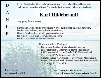 Anzeige von Kurt Hildebrandt von MGO