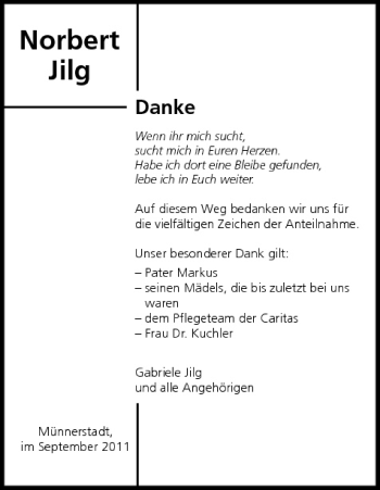 Anzeige von Norbert Jilg von MGO