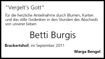 Anzeige von Betti Burgis von MGO
