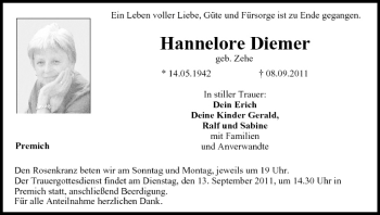 Anzeige von Hannelore Diemer von MGO
