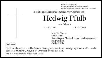 Anzeige von Hedwig Pfülb von MGO